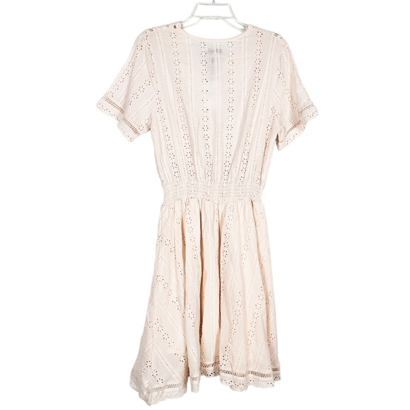 STELLAH Eyelet Scalloped Smocked Dress NWT pink - Picture 4 of 8